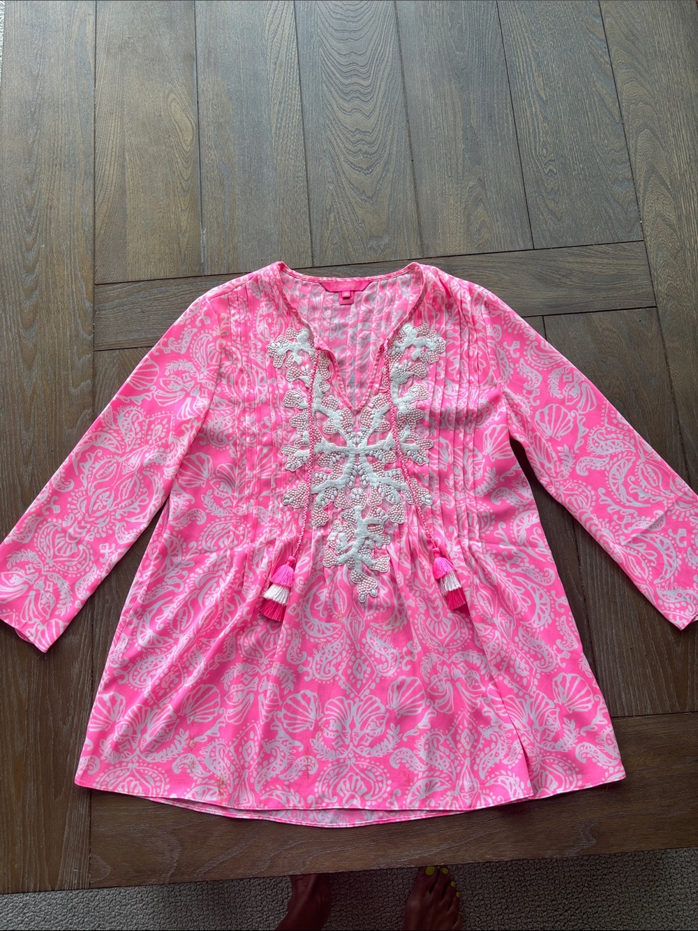 Lilly Pulitzer Pink Paisley Embroidered Tunic